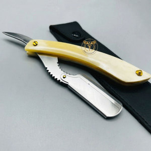 Professional Straight Cut Throat Shavette Razor Folding <b>Knife</b> with Natural <b>Bone</b> <b>Handle</b> Vintage Barber Shaving Tool Men Grooming - Product Image 5