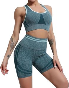 Women Soft Stretch Sculpt Leggings With Padded <b>Racerback</b> Sports <b>Bra</b> Workout Training Outfit - Product Image 2