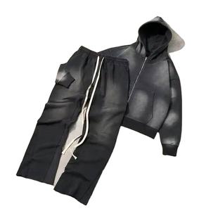 Dernier logo personnalisé Fabricant de survêtement à fermeture éclair Survêtement évasé de haute qualité personnalisé pour hommes 100% coton délavé au soleil - Product Image 1