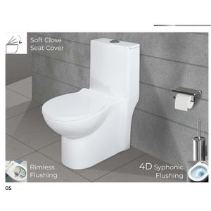 Inodoro de esquina de una pieza Bliss moderno de alta calidad, porcelana blanca, 660x360x750mm, inodoro de cerámica para uso en construcción comercial. - Product Image 5