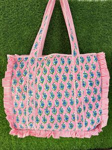 Sac fourre-tout élégant en coton matelassé vintage avec fermeture éclair, fait main, imprimé, sac à bandoulière pour le bureau, l'université, le shopping et le quotidien - Product Image 6