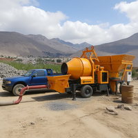 Mini-pompe à béton diesel portable jaune Hamac 18m³/h, malaxeur à ciment mobile sur remorque, portée verticale 150m pour la construction