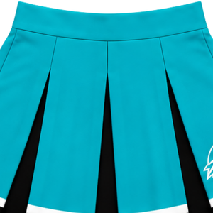 Uniforme de cheerleading turquoise, noir et blanc, sans manches, col en V, haut court, jupe plissée, tenue de danse pour équipe de cheerleading - Product Image 4