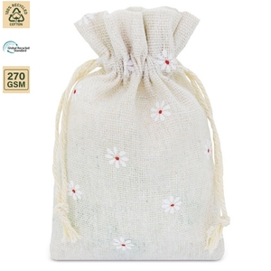 Bolsa de Almacenamiento con Cordón de Algodón Reciclado de 225 GSM, Bolsa de Regalo Plana de 10x14 cm, Logotipo Personalizado, Venta al Por Mayor, Pedido al Por Mayor OEM, Modelo ANKJ078-R - Product Image 2