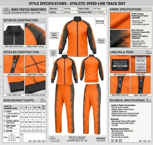 Survêtement pour homme noir et orange à blocs de couleur, manches longues, décontracté, sportswear avec poches latérales, coupe classique pour l'automne - Product Image 6