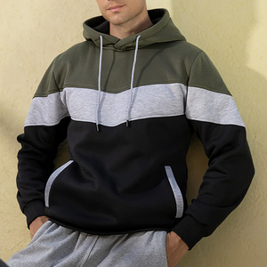 Sudadera con Capucha para Hombre, Diseño Color Block, Color Verde Oliva, Gris y Negro, Estilo Casual, Tejida, Corte Regular, para Otoño - Product Image 4