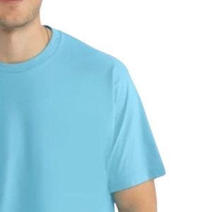 T-shirt décontracté bleu ciel pour homme, col rond, manches courtes, en coton doux, coupe ample, léger et respirant, idéal pour l'été et le streetwear - Product Image 6