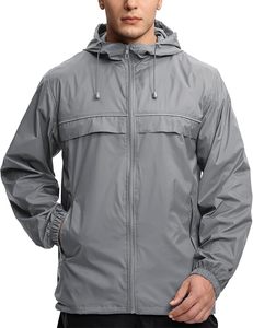 Chaqueta Impermeable Ligera con Capucha para Hombre, de Cordura, con Cremallera, Transpirable, Reflectante, Cortavientos, para Senderismo y Viajes al Aire Libre - Product Image 3
