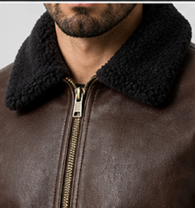 <b>Men's</b> Genuine Leather Bomber <b>Jacket</b> <b>Shearling</b> Collar Brown Winter Aviator Premium Outerwear Wholesale Windproof Heated - Product Image 5