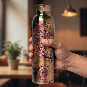 Botella de Agua de Cobre 100% Puro de 1 Litro Hecha en India, a Prueba de Fugas, Libre de BPA, Diseño Ayurvédico para el Hogar, la Oficina y Viajes - Product Image 6