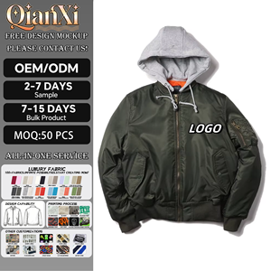 Chaqueta de Piloto Casual de Invierno Personalizada con Cuello Alto, Cremallera Metálica y Diseño con Capucha para Hombre - Product Image 4