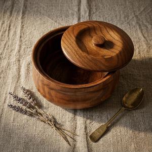 Marmite en bois artisanale avec couvercle, diamètre 24 cm, revêtement multicouche, design classique, ustensile de cuisine par Whimsy Art Craft - Product Image 4