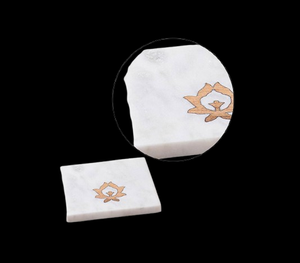 <b>White</b> Marble Inlay <b>Coaster</b> Set Handmade Serving Drinkware Gift Item - Product Image 3
