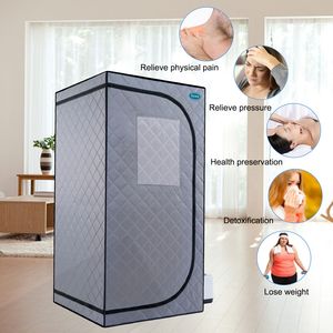 Tenda Sauna a Vapore Portatile Grigia in PVC Stile Mini Plus con Telecomando, Sedia Pieghevole, Coperta Sauna a Vapore Personale per Casa e Spa - Product Image 5