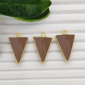 Colgante de Lapislázuli en Forma de Triángulo, Chapado en Oro, 20x15mm, Hecho a Mano, Conector para Joyería - Product Image 3