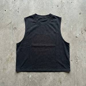 เสื้อกล้ามคอตตอนหนาน้ำหนักมาก พิมพ์โลโก้ตามสั่ง ขายส่ง ทรงบ็อกซี่ สีดำซีดแบบวินเทจ สำหรับผู้ชาย เสื้อครอปทรงกล้ามเนื้อ ผ้าแห้งเร็ว - Product Image 5