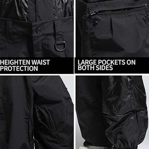 Pantalones de Nieve Impermeables Negros para Hombre, Cintura Elástica con Cierre de Botones, Material Gore-Tex, Ropa para Esquí y Snowboard para Adultos - Product Image 5
