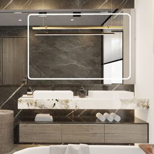 Mueble de Baño JY Furniture, Europeo, de Lujo, Moderno, Color Crema, Todo en Uno, Montado en la Pared, Duradero, con Espejo Inteligente y Lavabo de Cerámica, para Hotel - Product Image 4