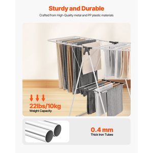 Stendibiancheria Pieghevole in Metallo a 2 Livelli con 21 Aste e Clip per Calzini, Altezza Regolabile per Biancheria da Letto e Lavanderia - Product Image 3