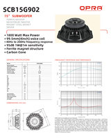 Haut-parleur de subwoofer PA OPRA SCB15G902 15 pouces 1800W, 8 ohms, bobine vocale de 4 pouces, cône en ferrite carbone, 40Hz-200Hz, garantie 3 ans