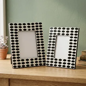 Handcrafted Agate Quartz Marble <b>Black</b> White Pattern <b>Photo</b> <b>Frame</b> Natural Stone Tabletop Decorative Picture Display Luxury - Product Image 4