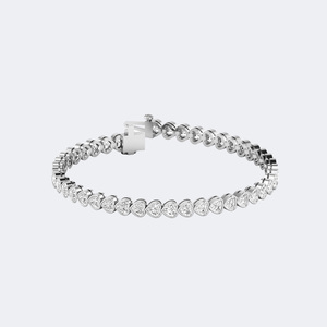Pulsera de tenis de oro con diamantes de corte corazón de 7.00 CTW, cultivados en laboratorio, color E, engaste de bisel, joyería romántica de eslabones para mujer - Product Image 3