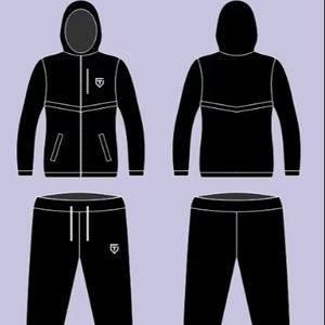 Chándal Reversible con Capucha para Hombre, Talla Grande, Corte Regular, Diseño Personalizado, Ligero, Negro, Poliéster Elástico - Product Image 1