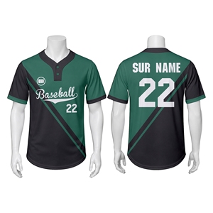 Maillot de baseball personnalisé 2026 unisexe à manches courtes, vert et noir, imprimé par sublimation, séchage rapide, coupe classique, vêtement de sport pour adulte - Product Image 1