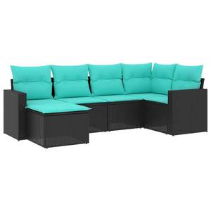 Black Pe Rattan Garden <b>Sofa</b> <b>Set</b> With Cushions Waterproof Outdoor Furniture Contemporary Design - Product Image 4