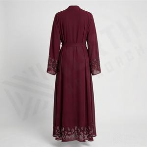 Abaya Traditionnelle Musulmane pour Femme, Vente en Gros, Couleur Personnalisable, Manches Longues, Double Robe Ouverte sur le Devant, Tissu Lourd et Élégant - Product Image 2