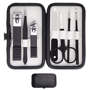 Travel Size Professional Stainless Steel Manicure and Pedicure Set Matte Black Dead Skin Cuticle Remover Nail Scissors Set - Product Image 1
