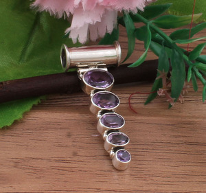 Colgante Vintage de Amatista Natural con Corte Ovalado y Engaste en Bisel, Plata de Ley 925 Bañada en Platino, Joyería Fina Unisex - Product Image 2