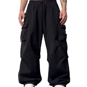 Fabrication en gros usine – Jean baggy vintage noir délavé coupe droite 100 % coton toile pour homme, multi-poches, personnalisable - Product Image 4