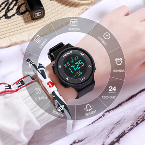 Men <b>Black</b> Fashionable Date Alarm Round Dial Digital <b>Watch</b>, for Daily Decoration NW1392 - Product Image 2