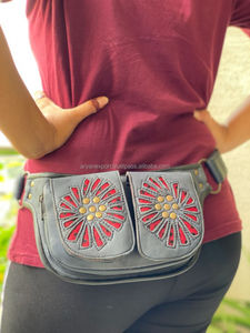 Riñonera clásica de cuero auténtico hecha a mano con cinturón ajustable riñonera de festival occidental única riñonera de cintura hasta el muslo - Product Image 4