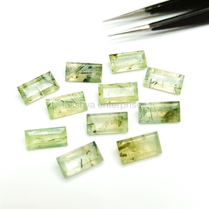 Piedra Preciosa Rectangular Facetada de Prehnita Verde Natural de 12MM x 6MM, Calibrada, Suelta, para Fabricación de Joyas, Colgantes, Anillos, Venta al Por Mayor - Product Image 5