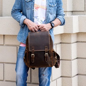 Urban Vintage Leather <b>Backpack</b> <b>Waterproof</b> Anti-Theft Laptop Rucksack Genuine Leather Business Pack LBP-0450 - Product Image 1