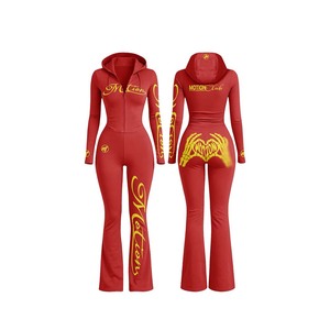Women Hooded Full Zip <b>Tracksuit</b> <b>Set</b> Light Blue <b>Pink</b> Print Eco-Friendly Breathable Skinny Fit Long Sleeve Winter Outdoor Wear - Product Image 5