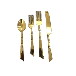 Ensemble de couverts en acier inoxydable de qualité supérieure avec poignée en métal Couverts plaqués or Couverts parfaits pour ustensiles de cuisine Restaurant Salle à manger - Product Image 1