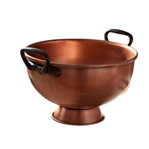 Bol de service en cuivre fait main avec poignées en fer, style vintage en métal poli, pour servir les aliments et offrir en cadeau - Product Image 1
