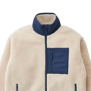 Veste en polaire sherpa personnalisée bleu foncé à col montant et poche poitrine, confortable pour l'hiver, décontractée, vente en gros, manteau d'extérieur - Product Image 5