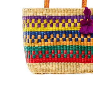 Luxury Pom Pom Seagrass <b>Handbags</b> With Leather Handles Custom Designer Women Straw Tote <b>Handbag</b> Eco Friendly <b>Summer</b> OEM - Product Image 3