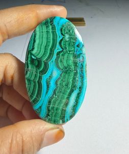 Prix de gros Pierre précieuse naturelle Chrysocolle Malachite de haute qualité, taille ovale, pour la fabrication de bijoux, vert, tailles assorties - Product Image 2