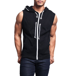 Sweat-shirts sans manches en coton et polyester de haute qualité avec logo personnalisé OEM, grandes tailles, décontractés, avec fermeture éclair, pour la salle de sport - Product Image 3