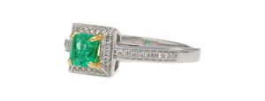 Square <b>Emerald</b> Cut <b>Ring</b> 925 Silver Plated Pave Setting Classic Engagement Band Women's May Birthstone Jewelry - Product Image 3