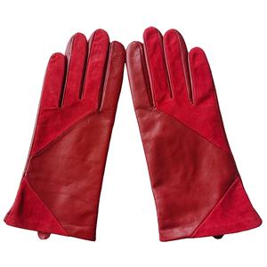 Red Leather Wrist Length <b>Gloves</b> Thermal Unlined Plain Style Daily Use Winter - Product Image 3