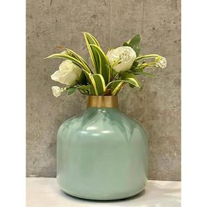 Modern Blue Round Metal Tabletop Flower Vase Easy <b>Portable</b> <b>Table</b> Centerpiece Decorative Vases For Artificial Plants Home Decor - Product Image 3