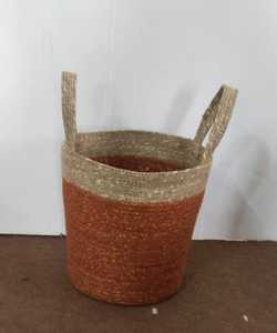 Cesta de yute tejida a mano con asas resistentes, organizador de fibra natural para almacenamiento de ropa, cesta decorativa para el hogar. - Product Image 5