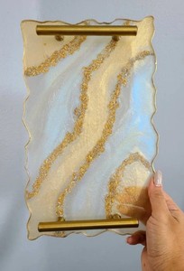 Plateau en résine époxy de qualité supérieure, design élégant pour le service du petit-déjeuner, la présentation du café et la décoration de table - Product Image 2