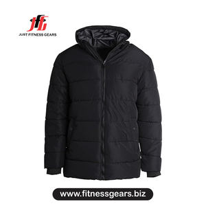 เสื้อแจ็คเก็ตพัฟเฟอร์มีฮู้ดสำหรับผู้ชาย ยี่ห้อ Just fitness gears เสื้อแจ็คเก็ตพัฟเฟอร์ลำลองสำหรับฤดูหนาว มีฮู้ด ปิดด้วยซิป - Product Image 1